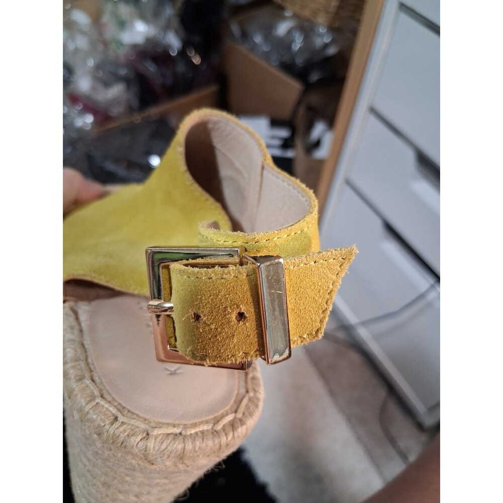 Kenneth Cole NY Olivia Yellow Suede Espadrille Wedge Sandals Ankle Strap Sz 6.5 - Picture 8 of 13